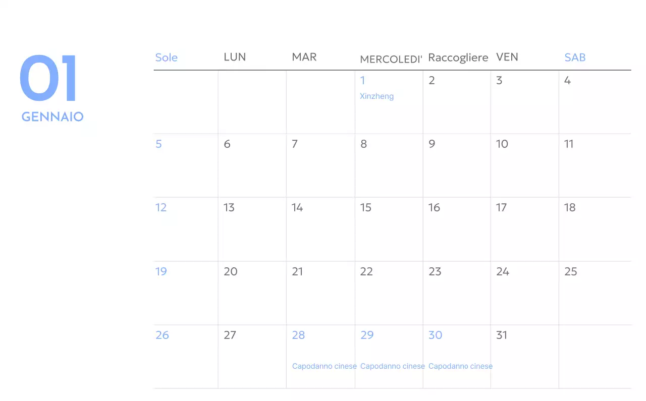 Calendario con foto tracciatore di obiettivi con un tocco di blu
