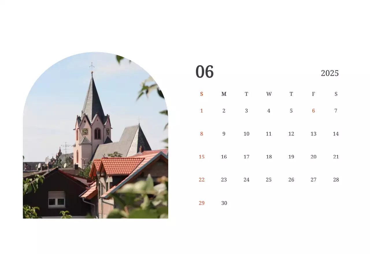 Ein fotografischer Konzeptkalender, der Kirchen in Landschaftsbildern zeigt
