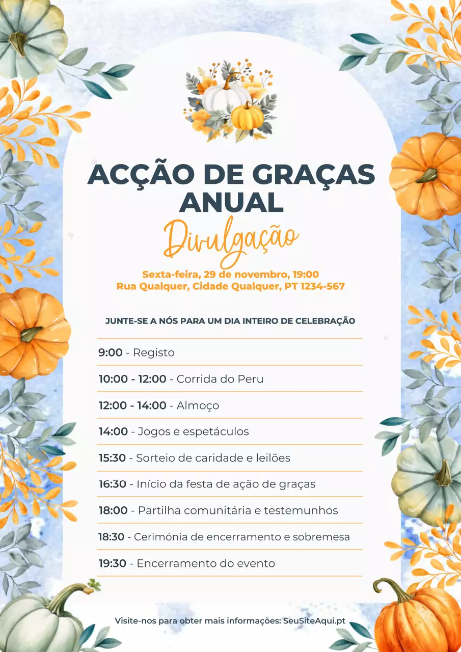 convite tradicional de Ação de Graças
