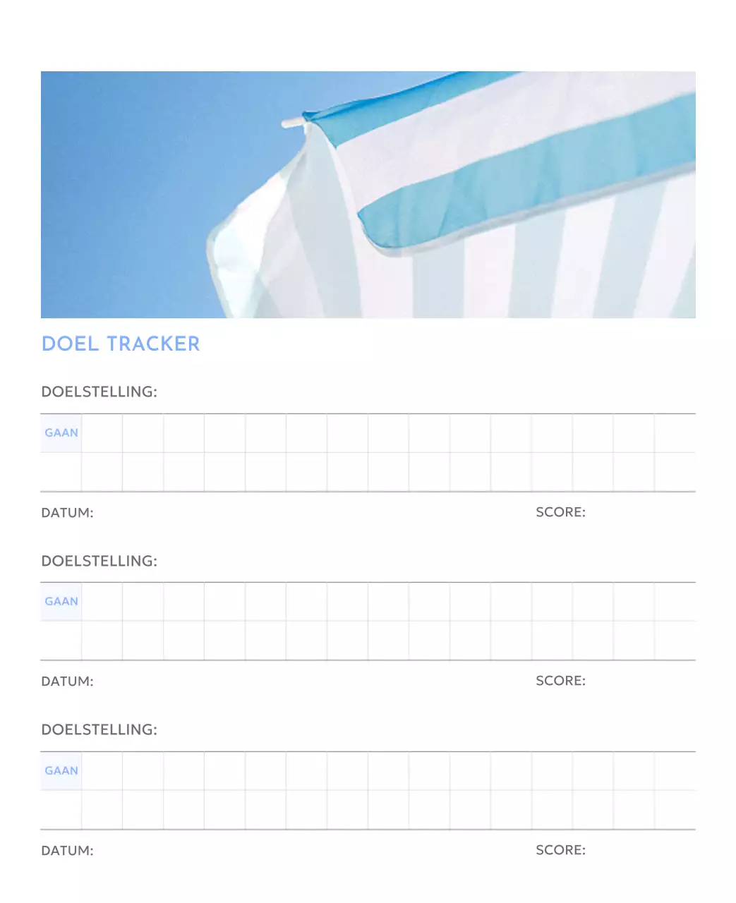 Photo goal tracker kalender met een vleugje blauw