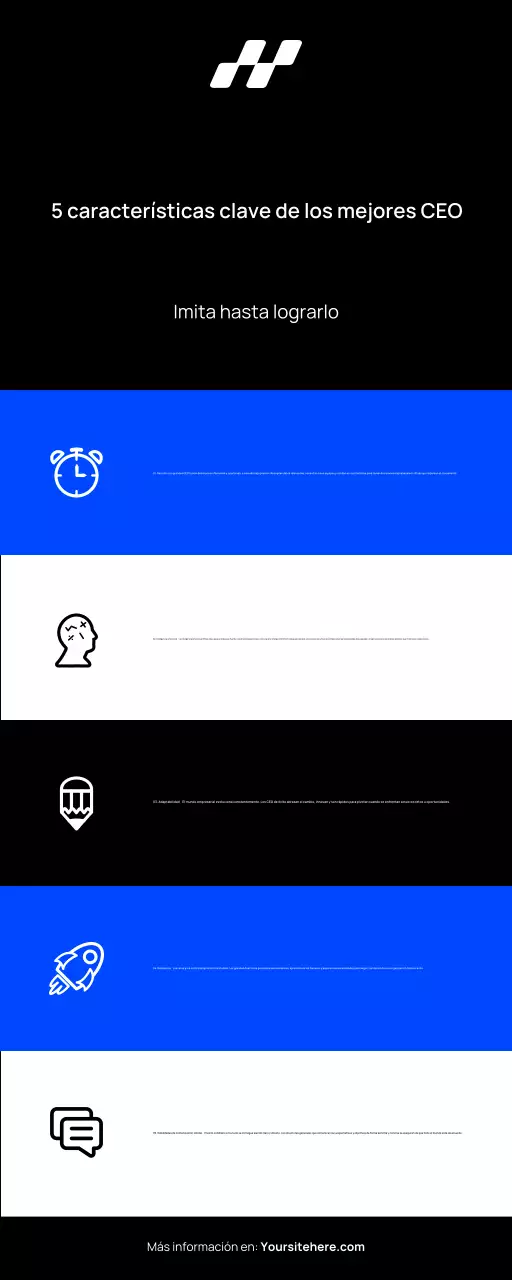 CLEAN MINIMAL TOP 5 CARACTERÍSTICAS CEO CORPORATE BUSINESS INFOGRAFÍA