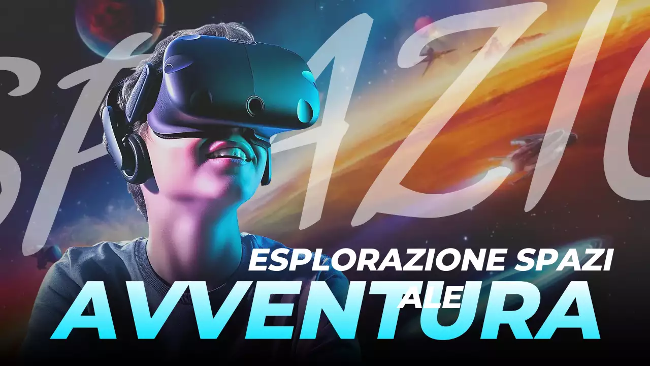 Pubblicità spaziale futuristica blu