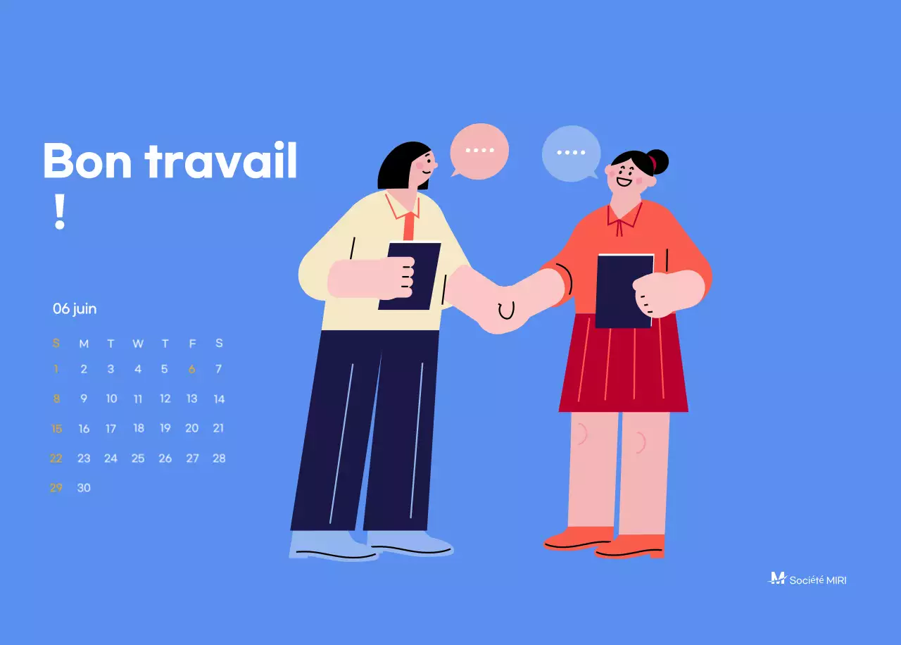 Calendrier de motivation avec des illustrations énergiques et des citations positives sur un fond bleu clair