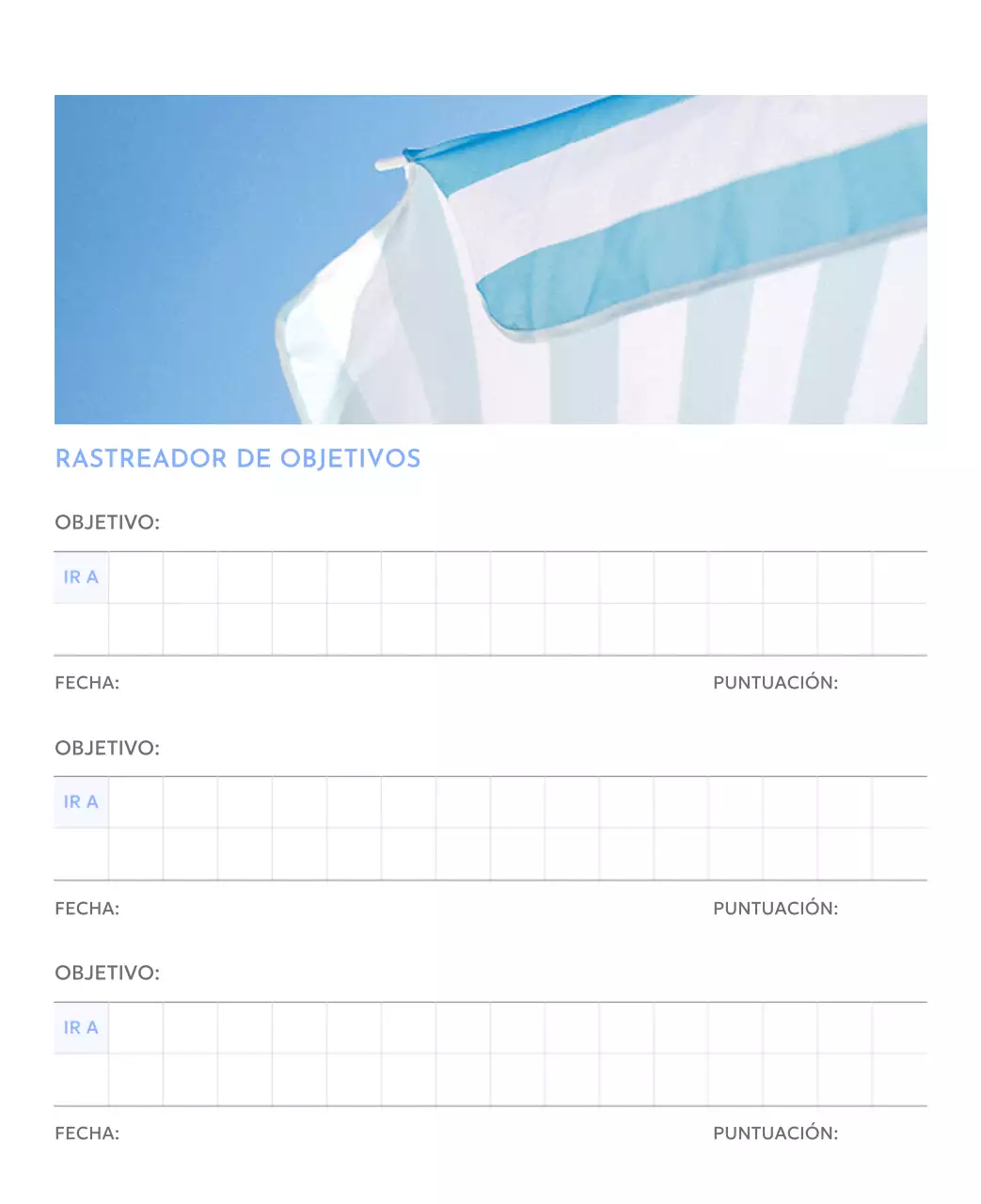 Calendario fotográfico de seguimiento de objetivos con un toque de azul