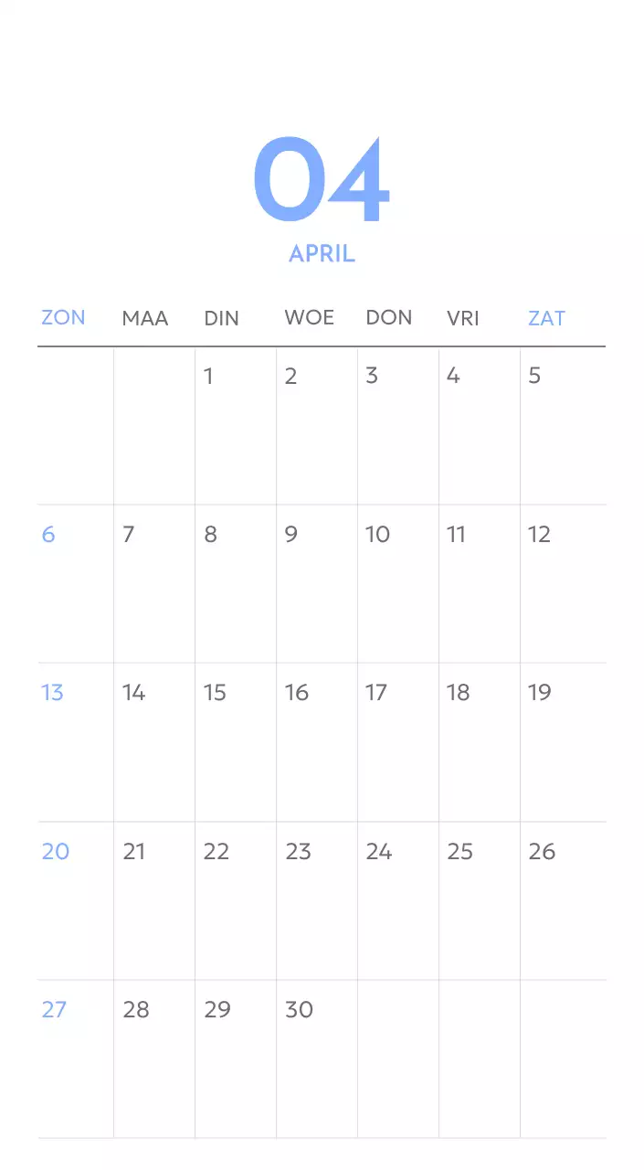 Photo goal tracker kalender met een vleugje blauw