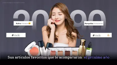 Promover la cosmética moderna de fin de año en morado y blanco
