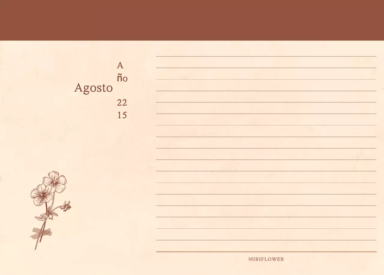 Un calendario sentimental de floristería en concepto de papel tejido marrón claro y marrón