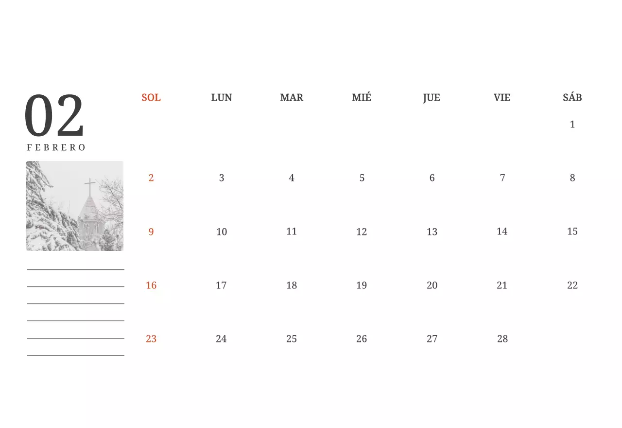 Un calendario conceptual fotográfico con iglesias pintadas en paisajes