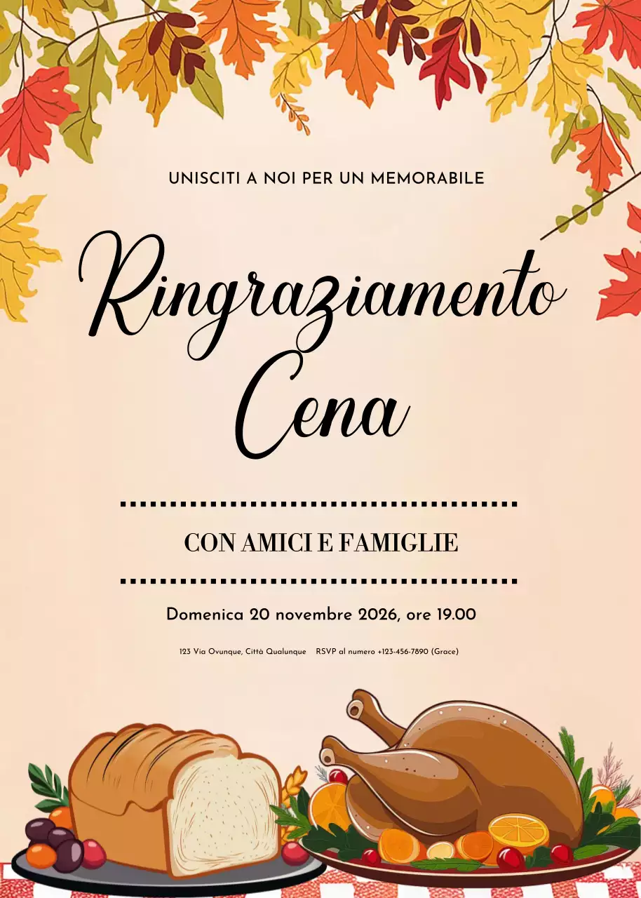 Invito al Ringraziamento classico beige