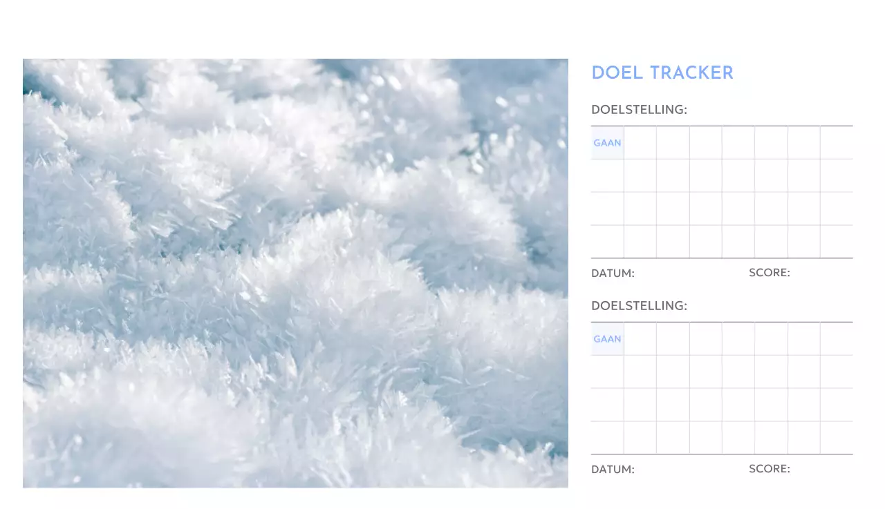 Photo goal tracker kalender met een vleugje blauw