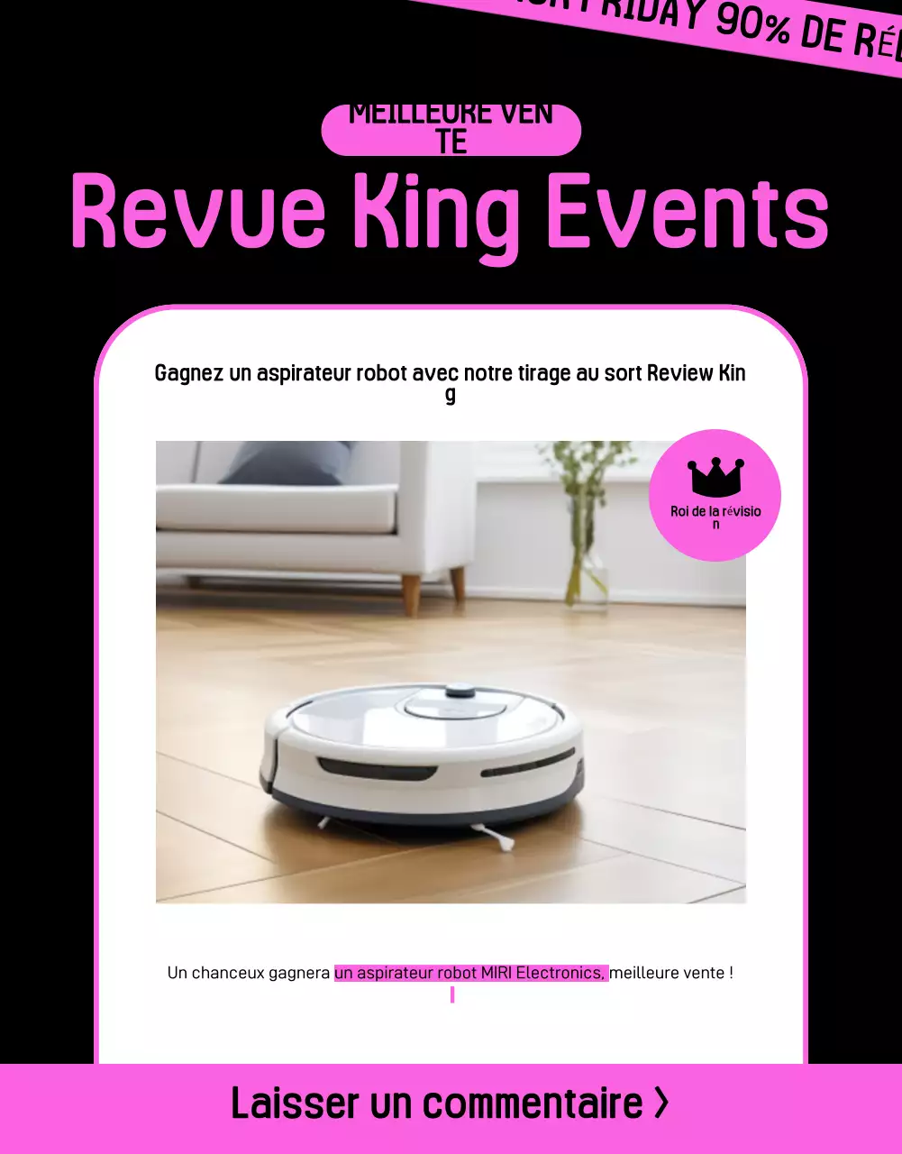 Publicité kitsch pour les soldes du vendredi noir en noir et rose vif