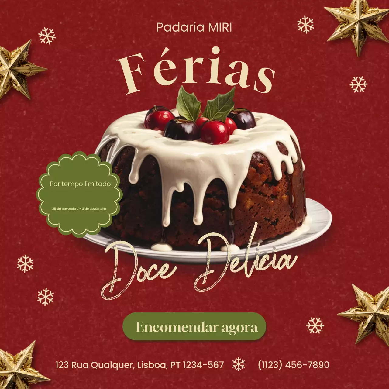 promoção do bolo de natal vermelho festivo
