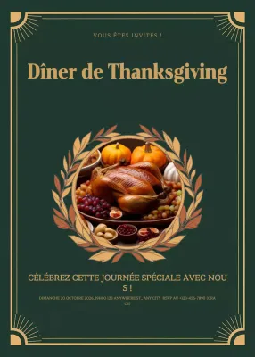 invitation traditionnelle verte pour Thanksgiving