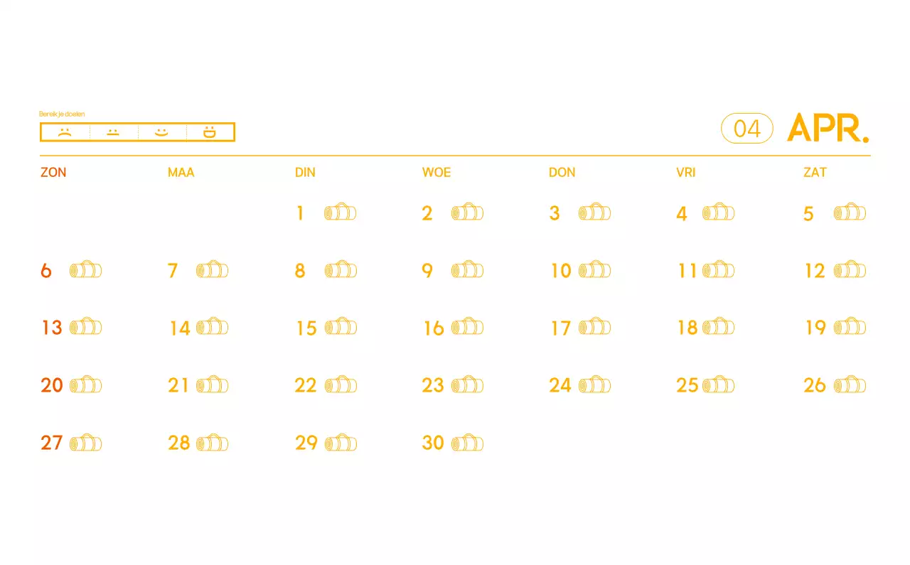 Oranje Minimalistische Yoga Promotiekalender