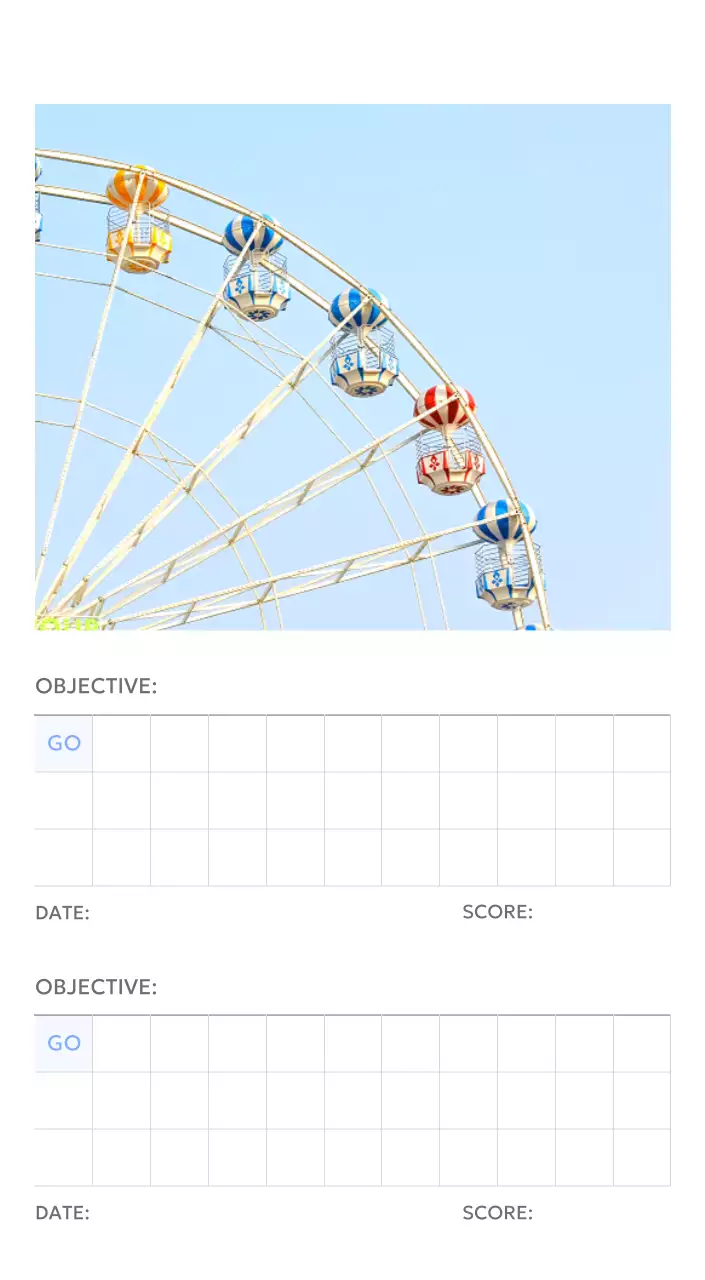 Photo goal tracker calendar with a splash of blue