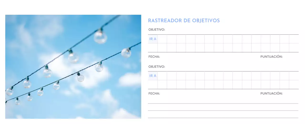 Calendario fotográfico de seguimiento de objetivos con un toque de azul