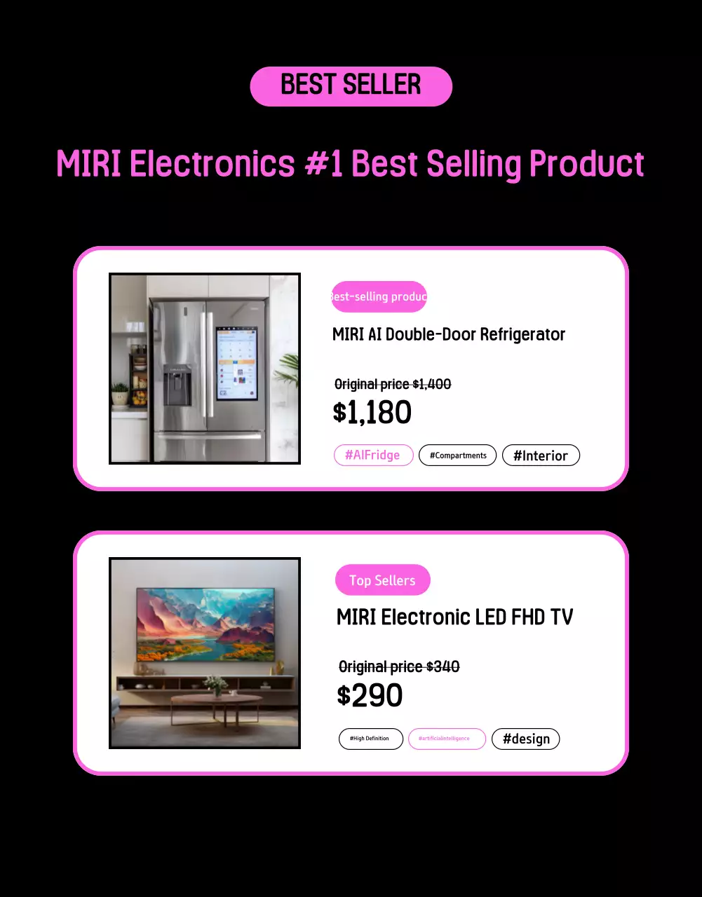 Black Trendy Electronics Promotion Poster