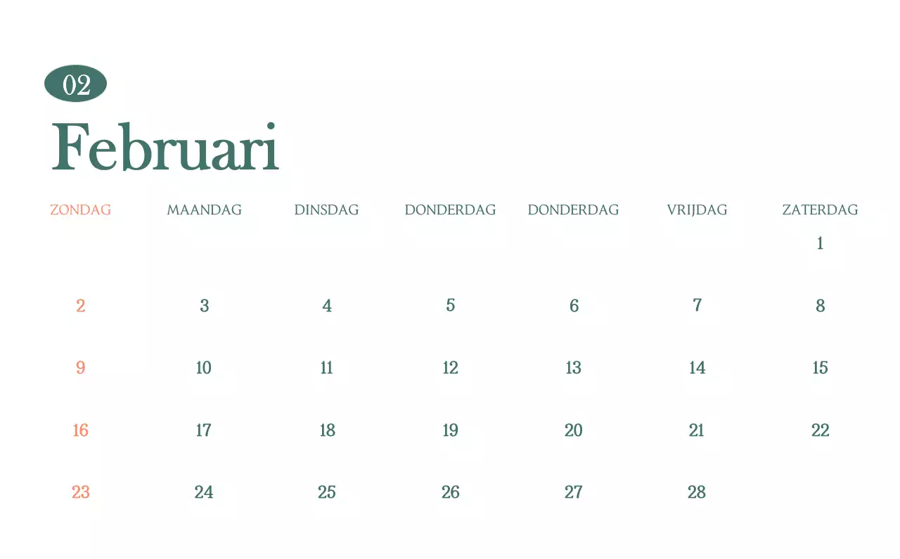 Een moderne cafékalender met aanbevelingen voor de drank van de maand