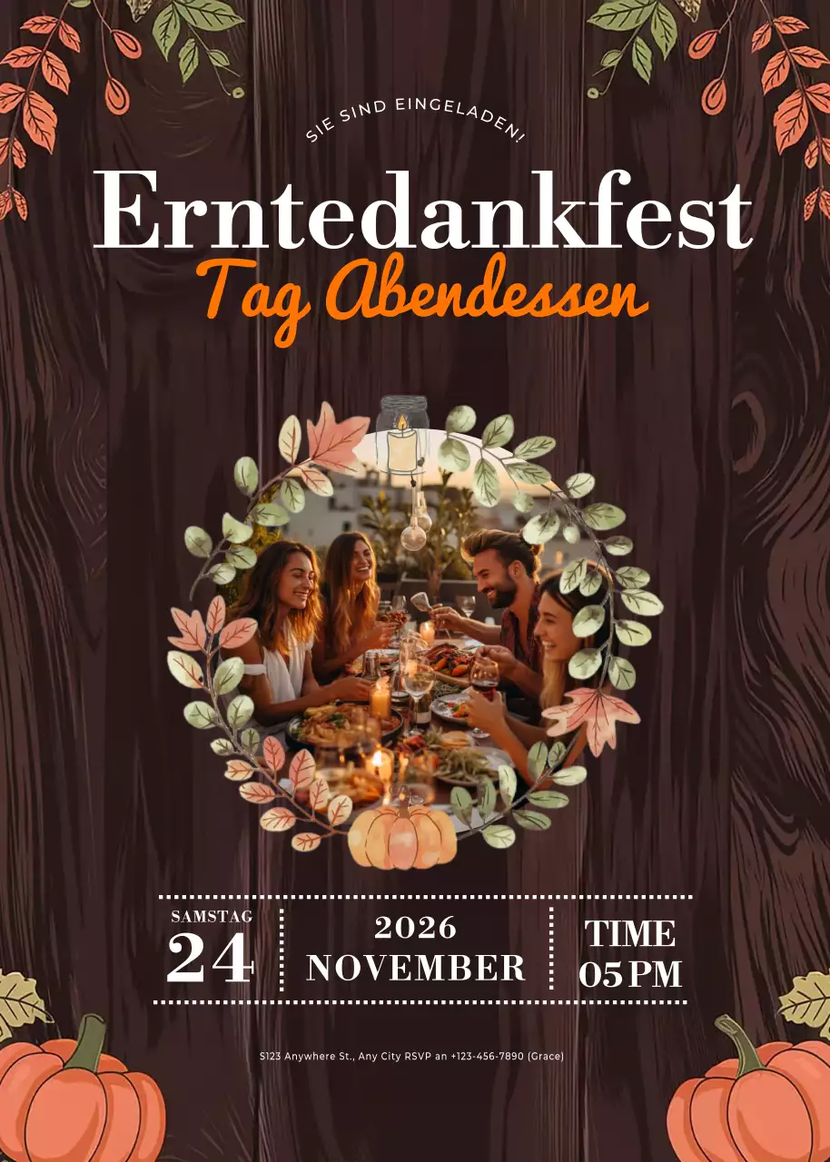 braune rustikale einladung zu thanksgiving