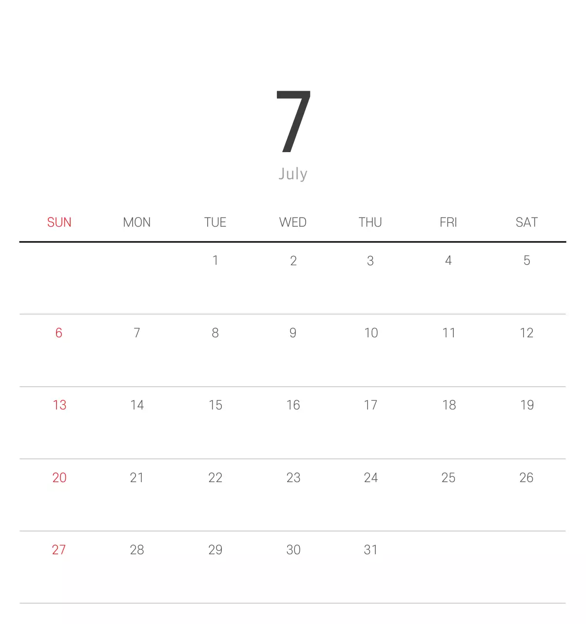 White clean botanical nature calendar