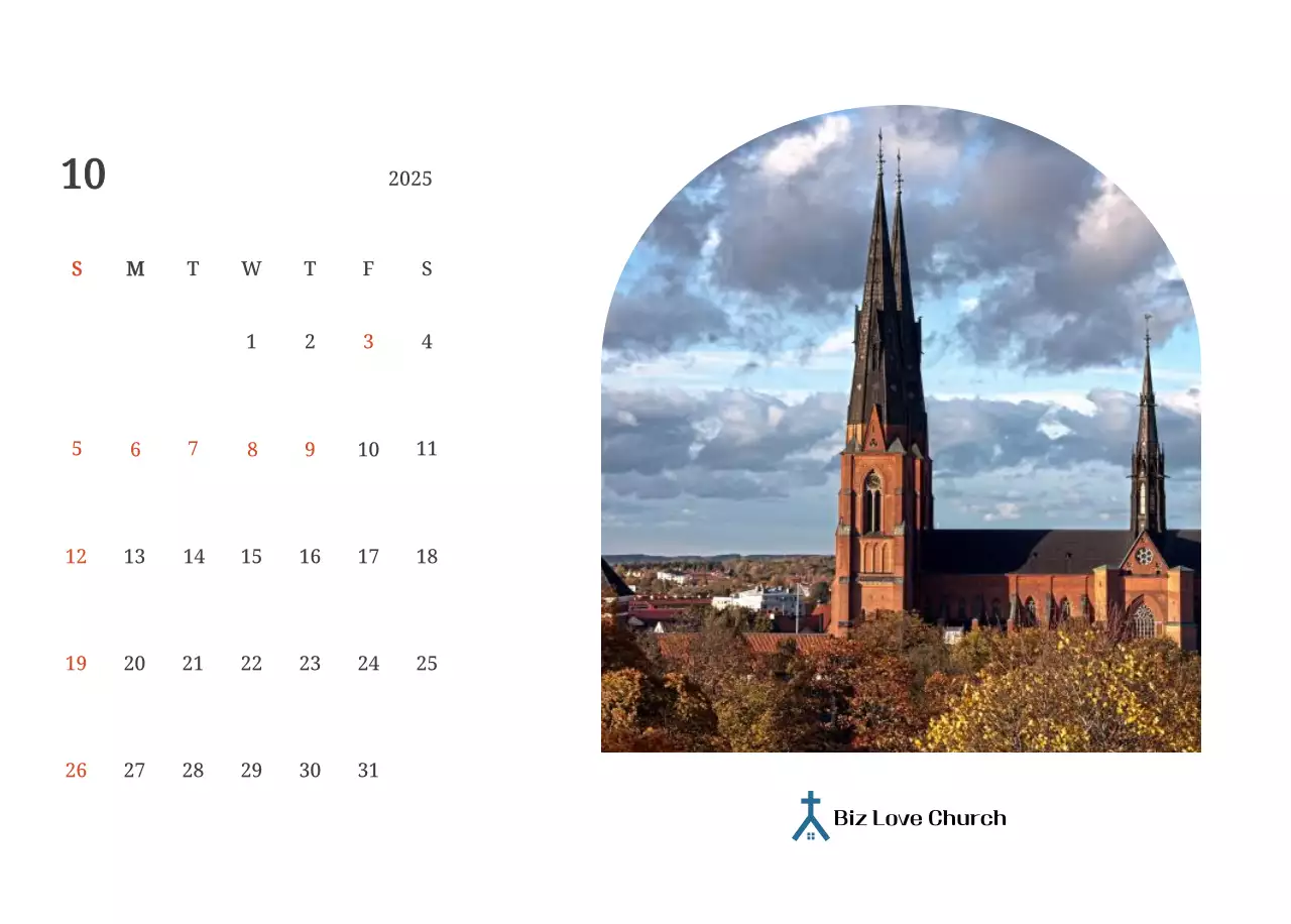 Ein fotografischer Konzeptkalender, der Kirchen in Landschaftsbildern zeigt