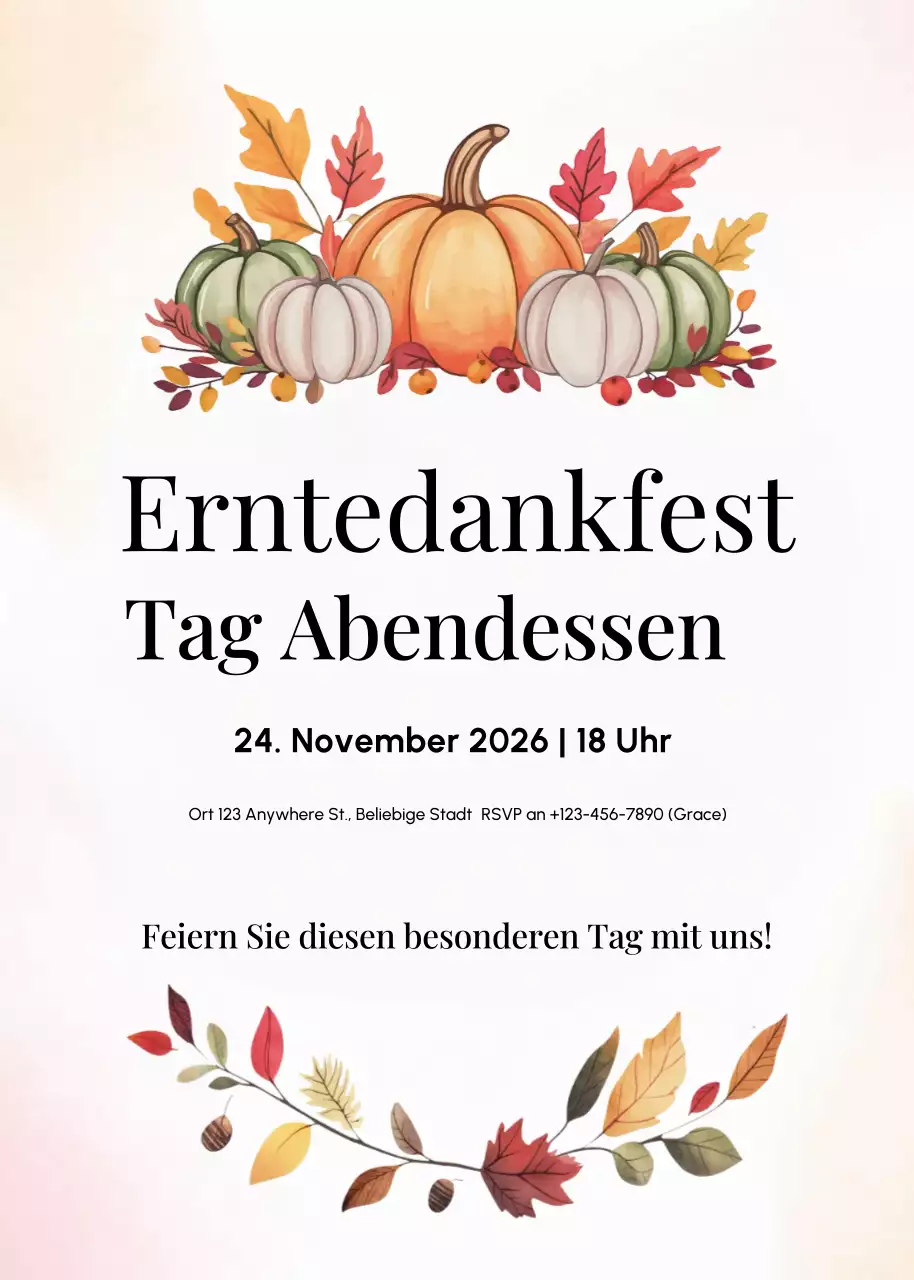 beige rustikale Einladung zum Abendessen