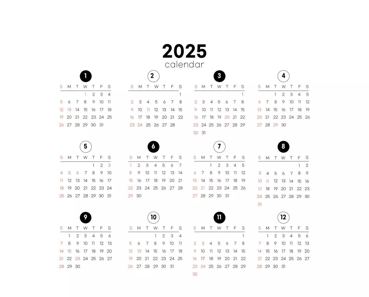 グレーのミニマルコーヒーカレンダー