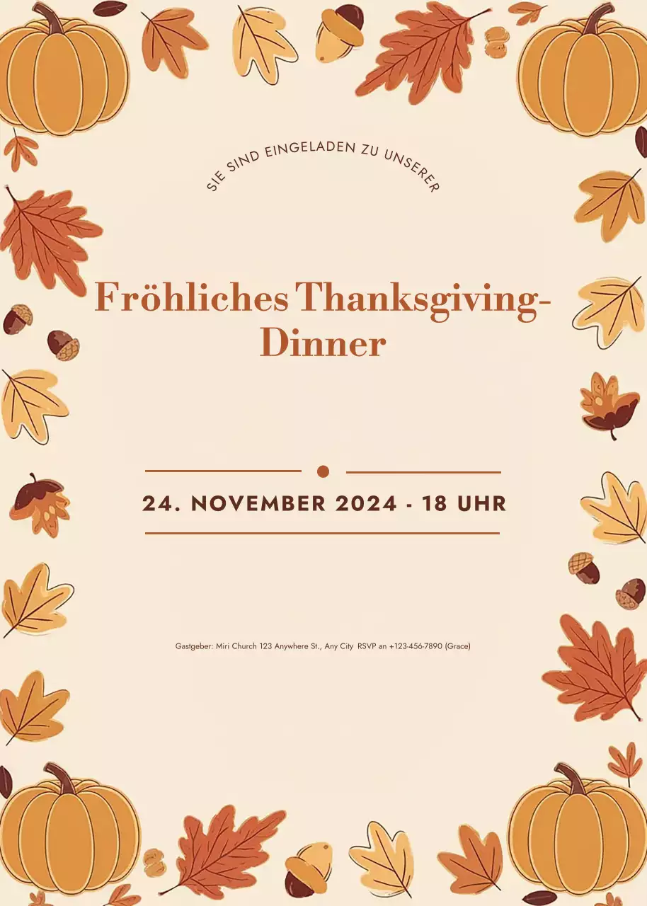 beige traditionelle Einladung zum Erntedankfest