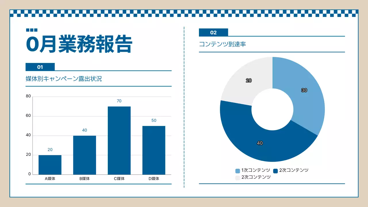 青 シンプル マーケティング 資料 プレゼンテーション