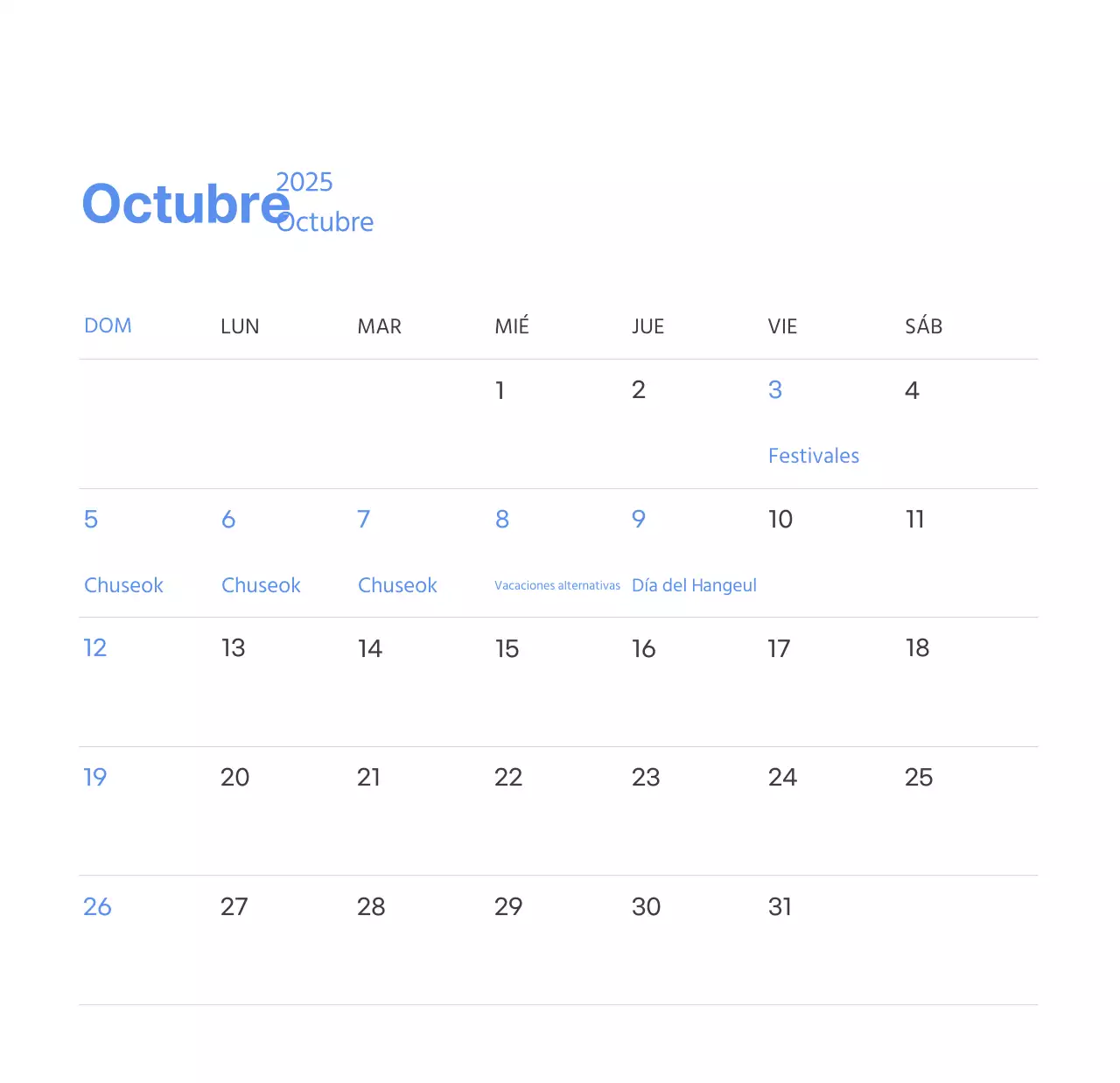 Calendario motivacional con ilustraciones llenas de energía y citas positivas sobre fondo azul claro