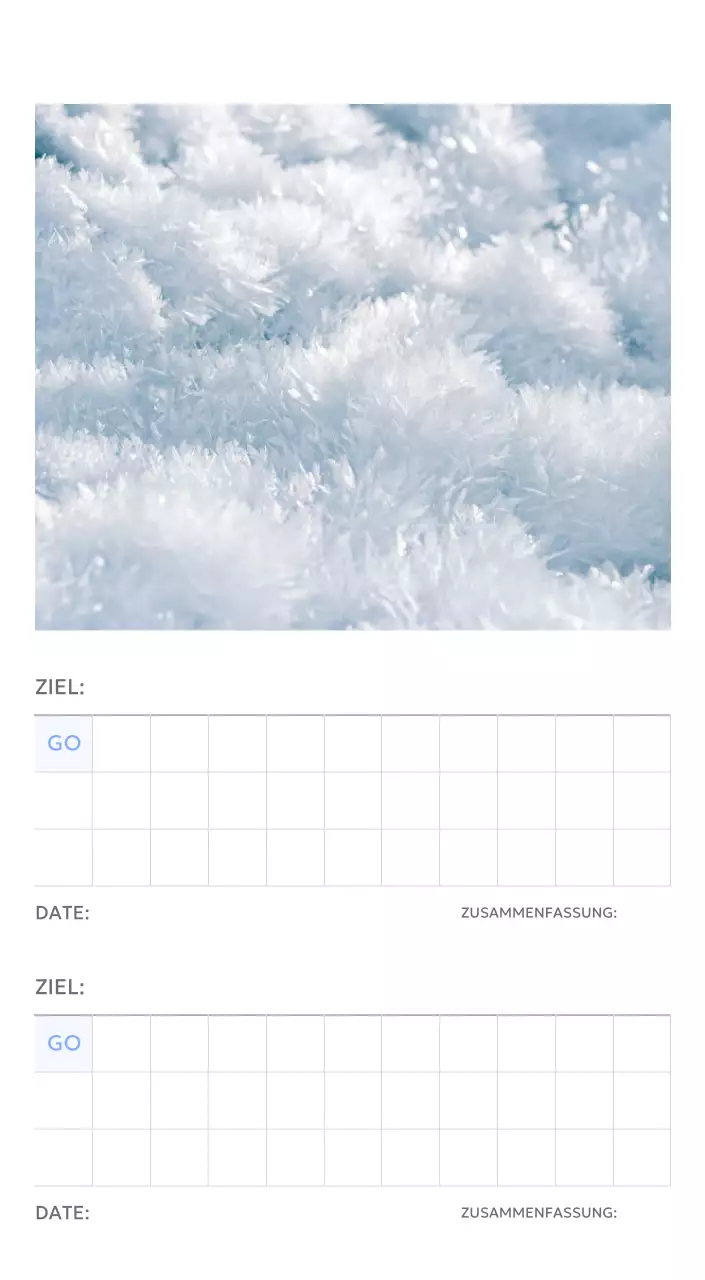 Foto-Zielverfolgungskalender mit einem Hauch von Blau