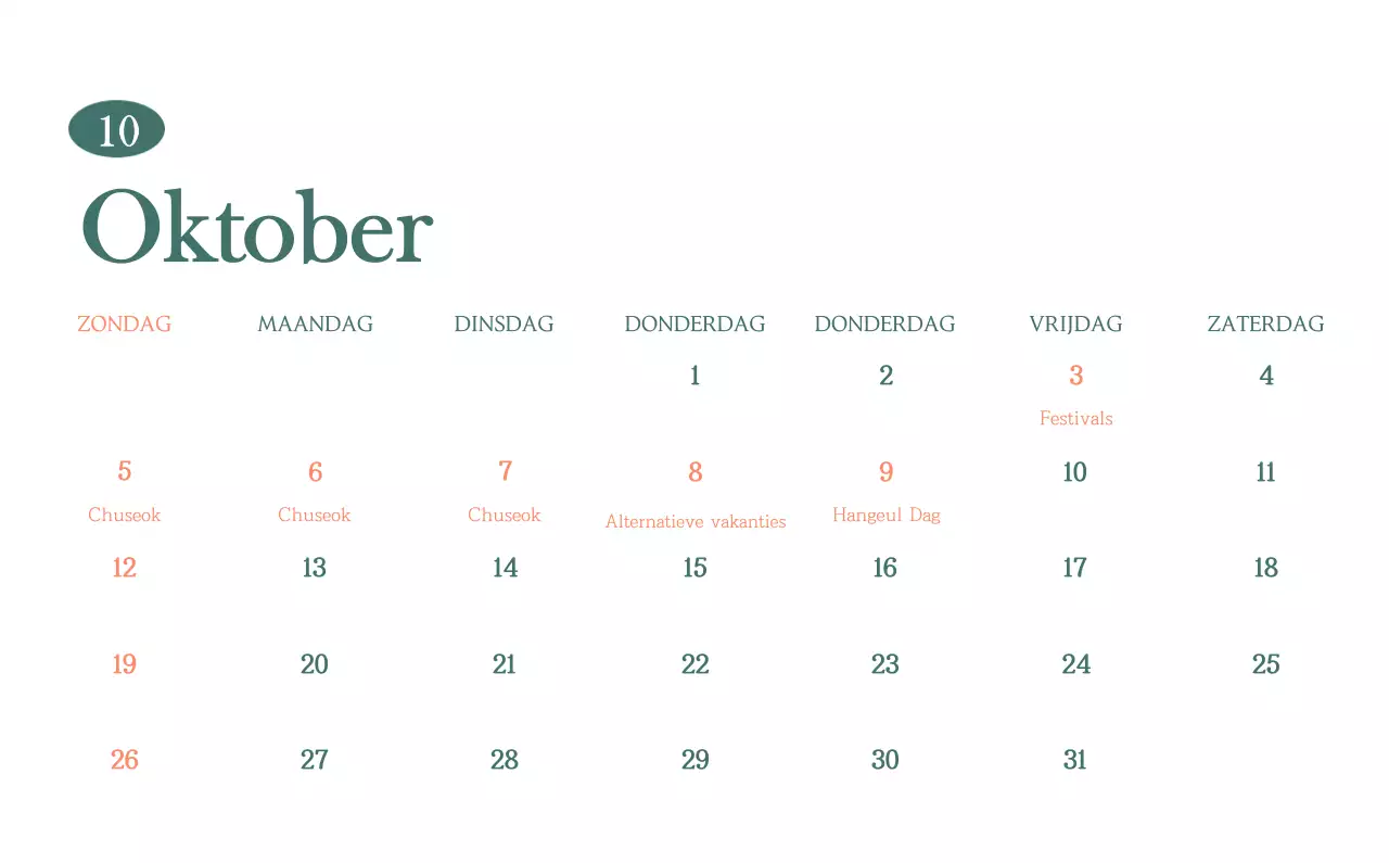 Een moderne cafékalender met aanbevelingen voor de drank van de maand