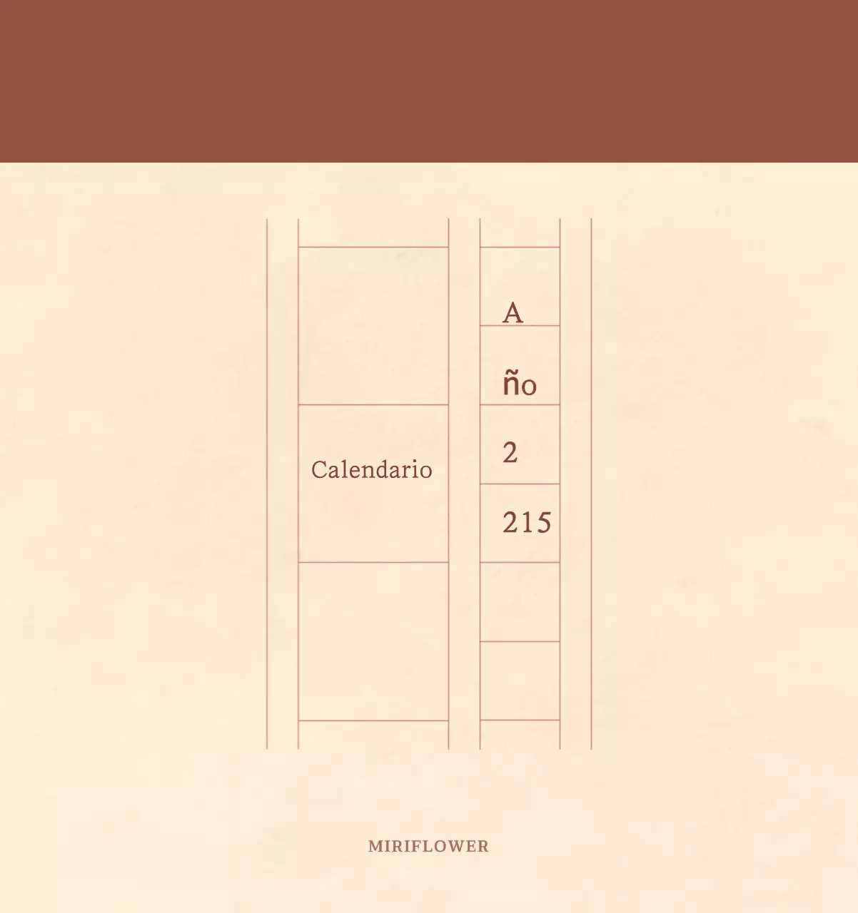 Un calendario sentimental de floristería en papel de lana marrón claro y marrón concepto