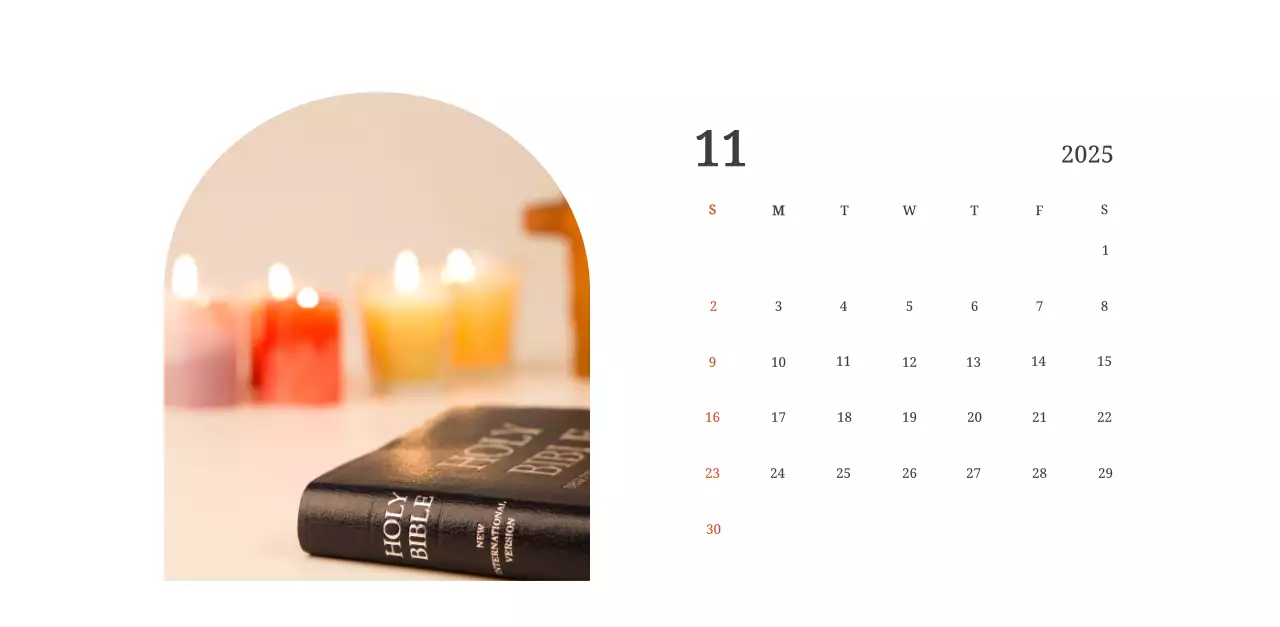 Un calendario conceptual fotográfico con iglesias pintadas en paisajes