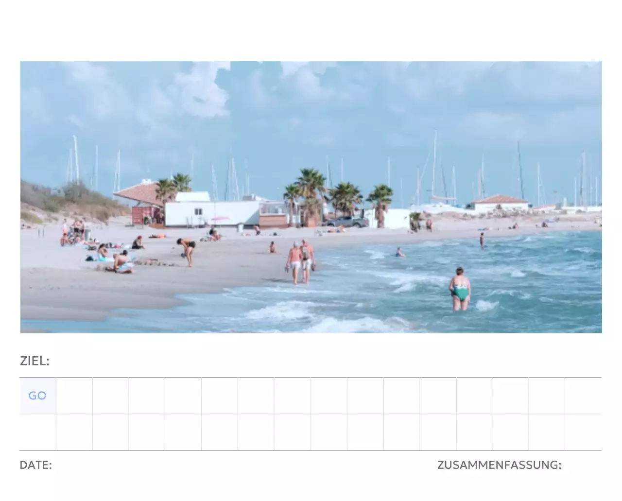 Foto-Zielverfolgungskalender mit einem Hauch von Blau