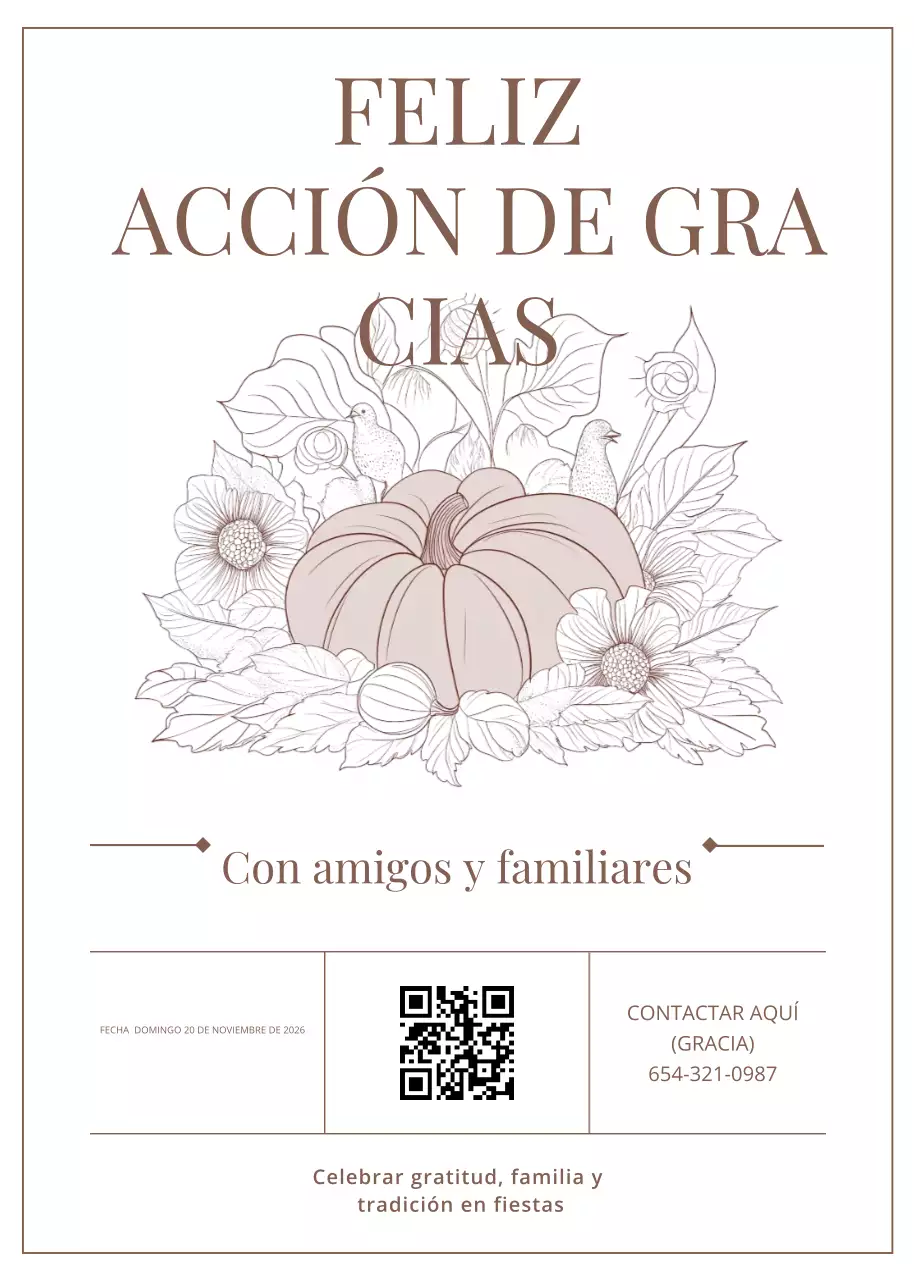Invitación clásica beige Feliz Acción de Gracias