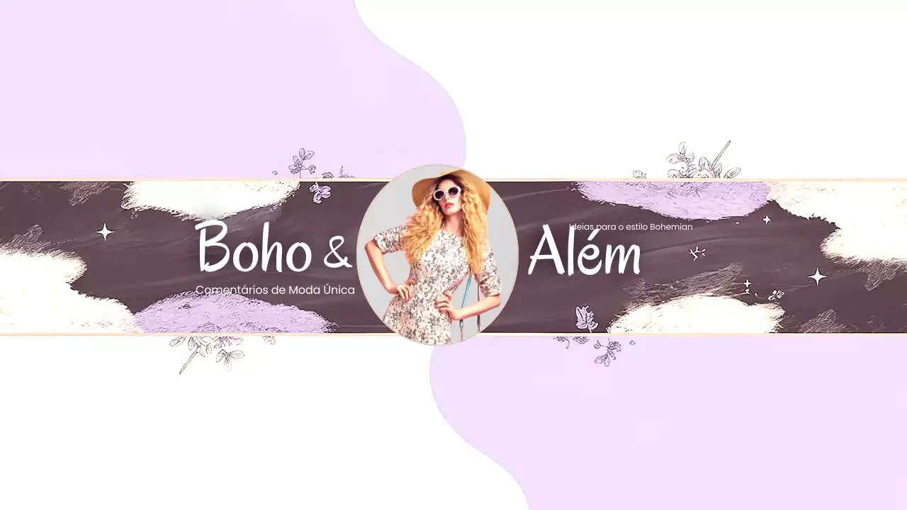 Arte do canal do Youtube da moda boémia roxa