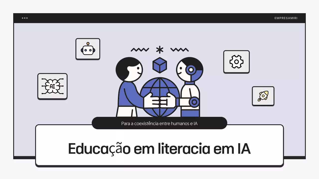 Formação simples de literacia em IA em azul e preto