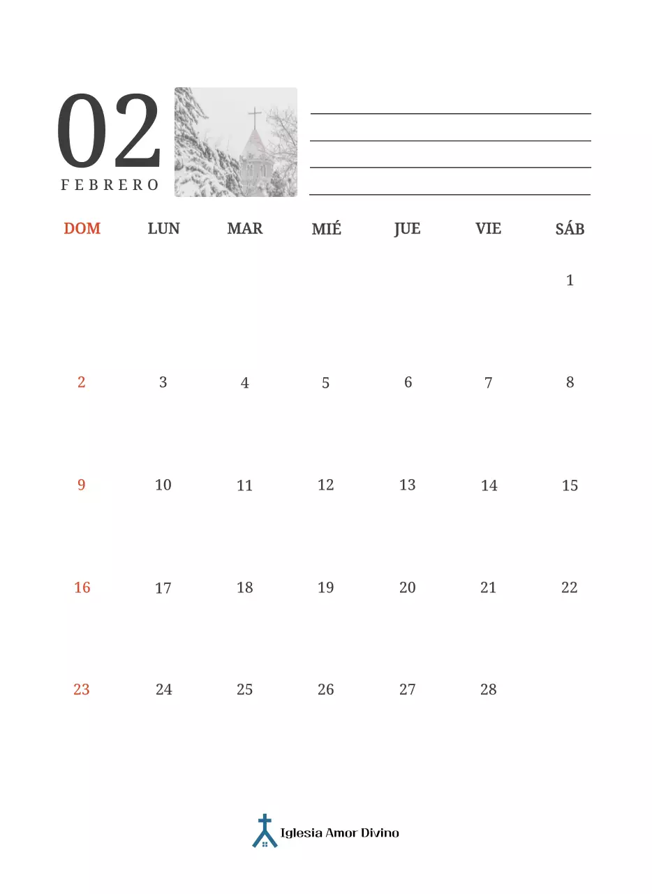 Un calendario conceptual fotográfico con iglesias pintadas en paisajes