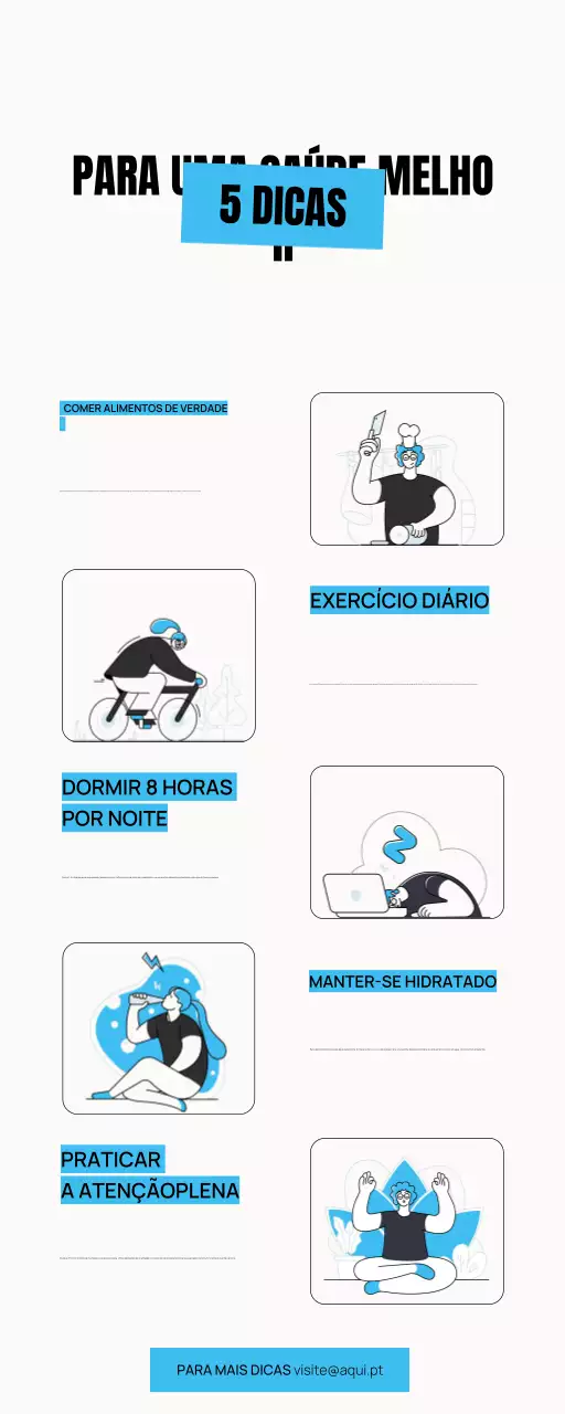 5 DICAS PARA UMA SAÚDE MELHOR ILUSTRAÇÃO INFOGRAFIA SIMPLES E DIVERTIDA