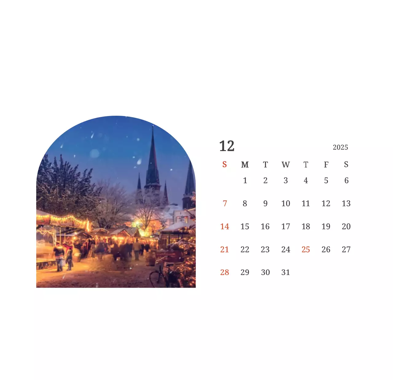 Un calendario conceptual fotográfico con iglesias pintadas en paisajes