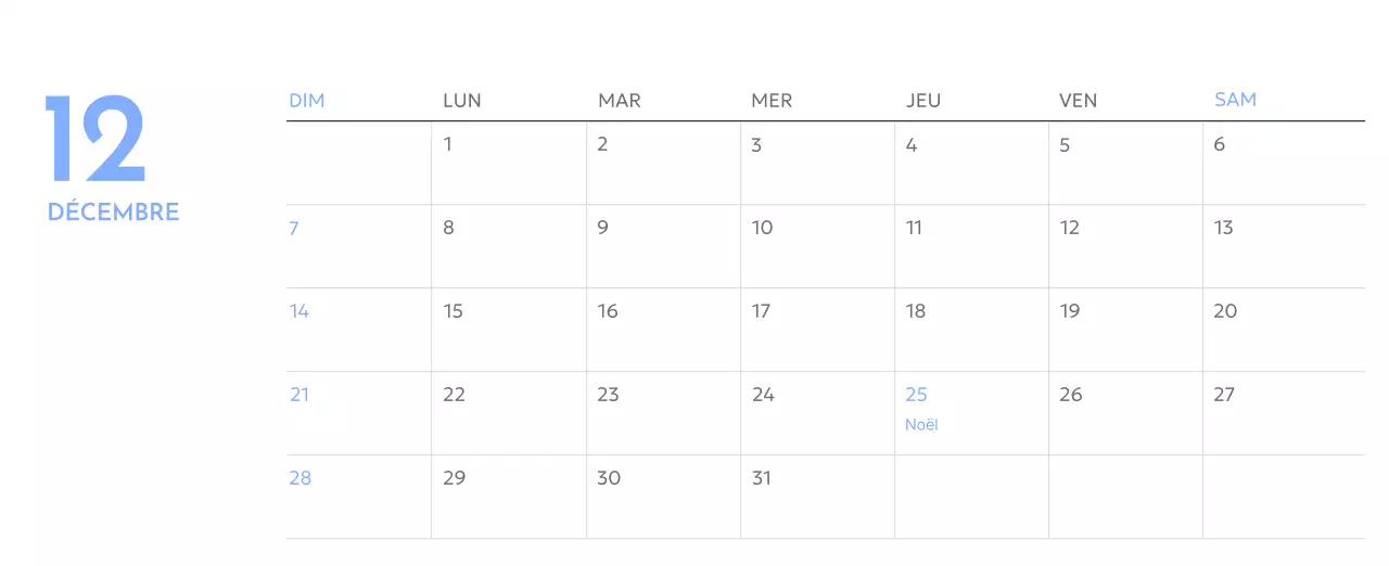 Calendrier photo de suivi des objectifs avec une touche de bleu