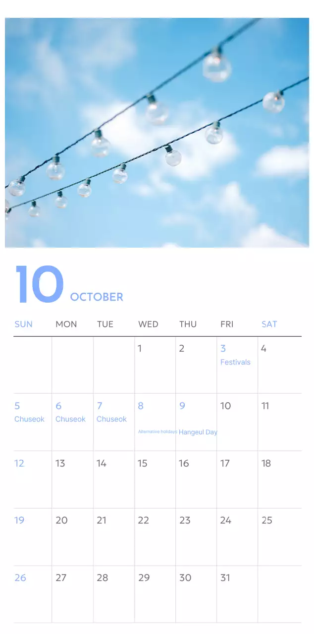 Photo goal tracker calendar with a splash of blue