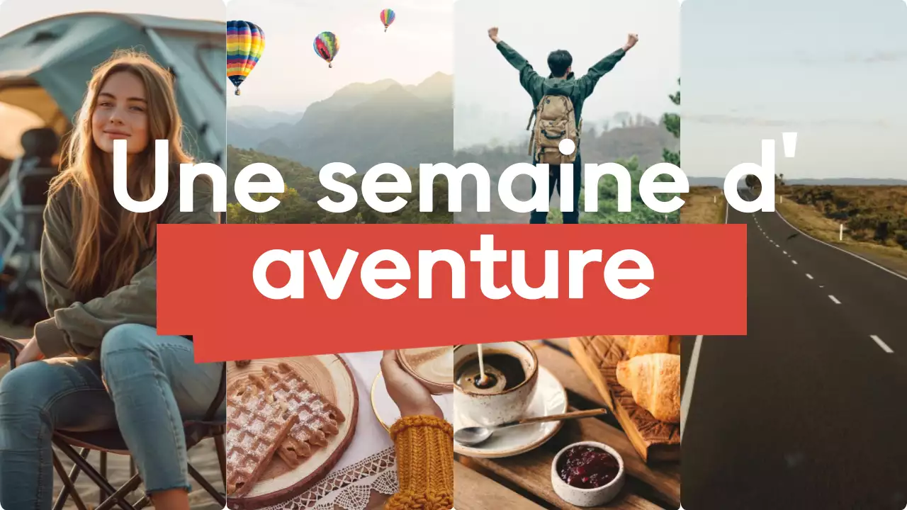 orange bleu vert voyage vlog style moderne