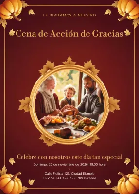 Invitación tradicional roja de Acción de Gracias