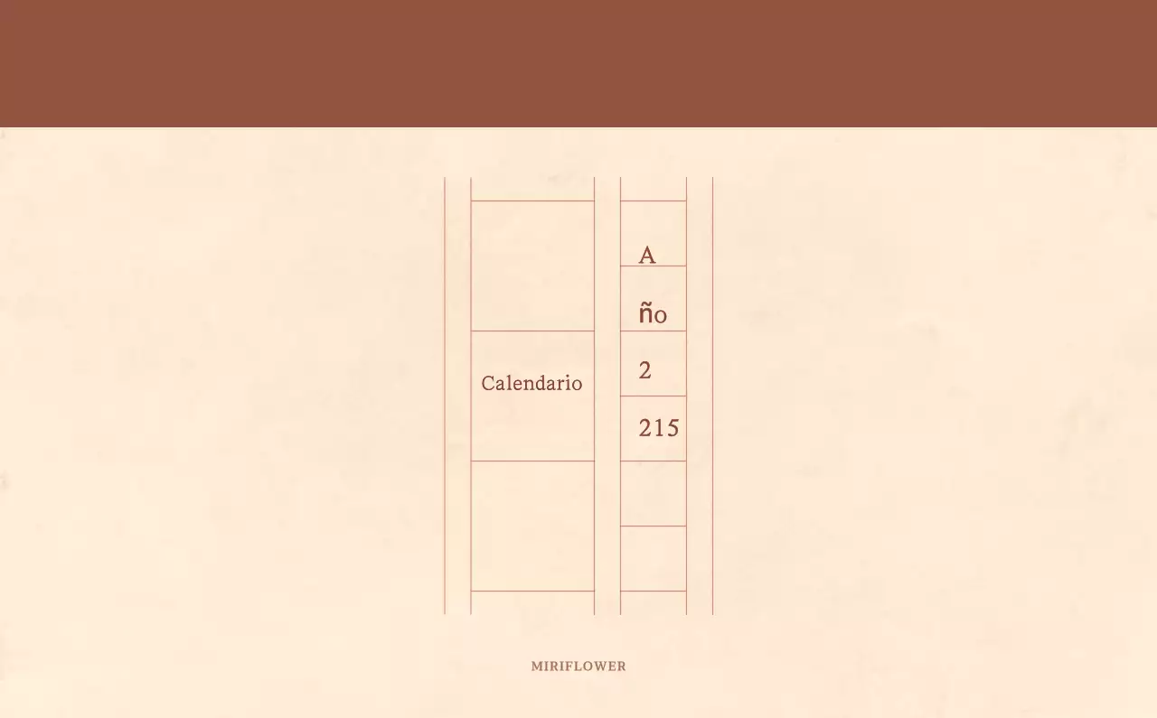 Un calendario sentimental de floristería en papel de lana marrón claro y marrón concepto