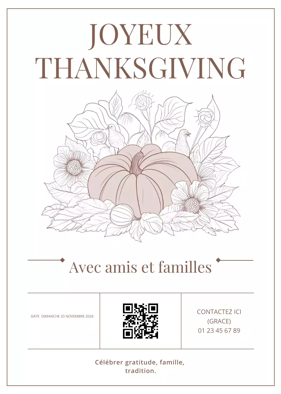 Beige Classic Happy Thanksgiving Invitation
