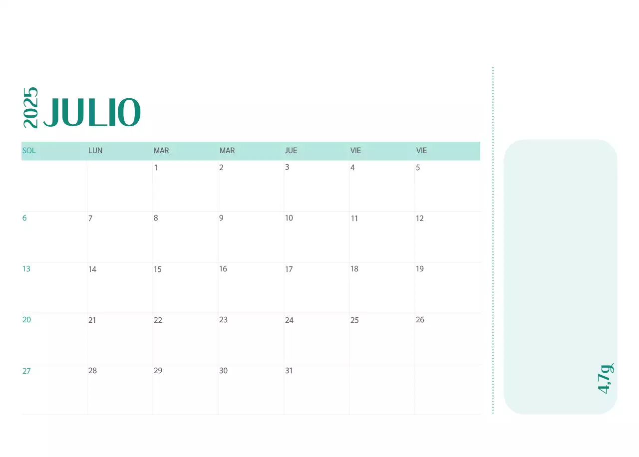 Calendario hospitalario en marco de fotos verde