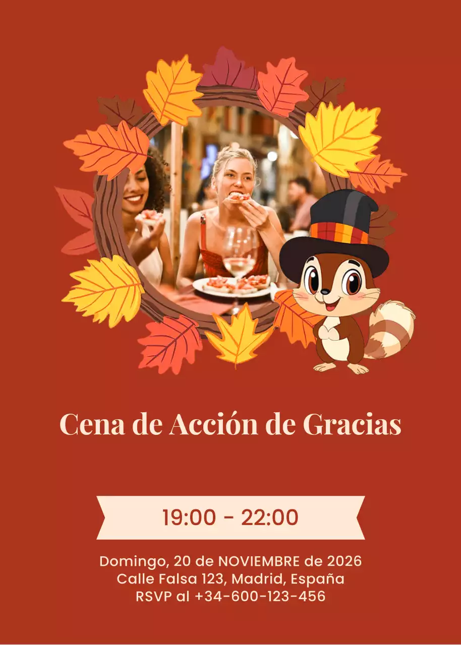 invitación tradicional roja de acción de gracias