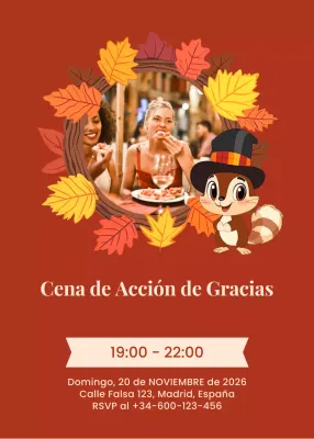 invitación tradicional roja de acción de gracias